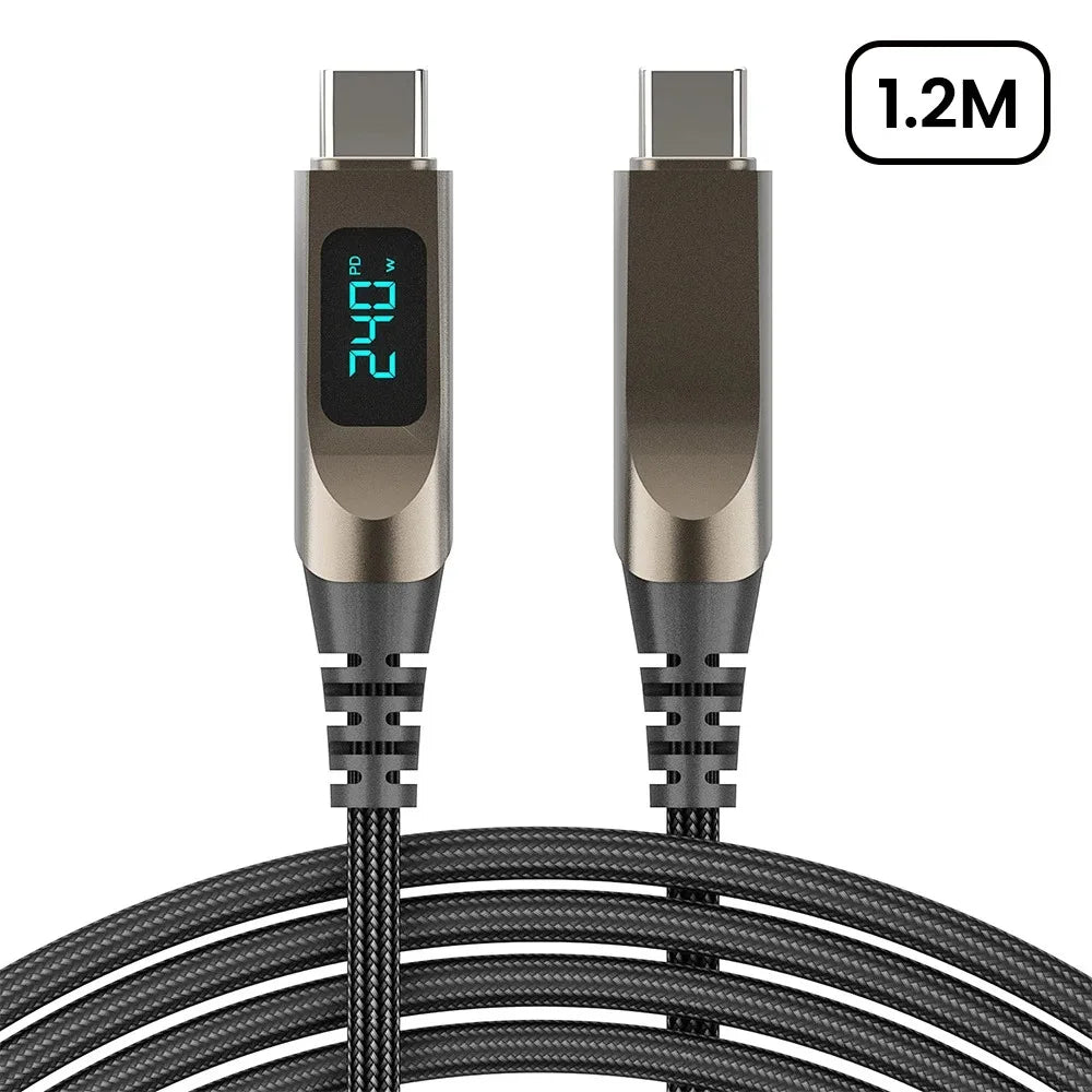 USB-C to USB-C Cable 5A PD Fast Charging with Digital Display USB-C Charging Cable PRIMED 1.2m