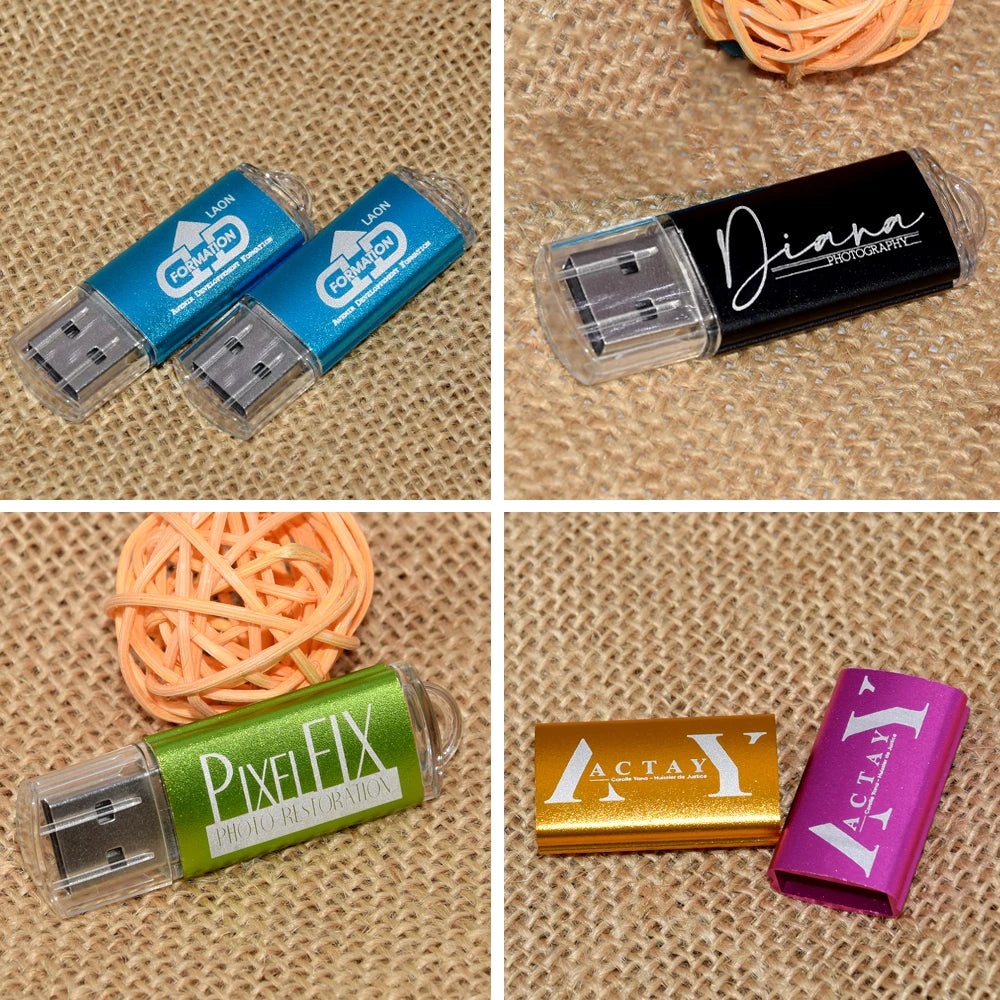 200PCS Metal USB 2.0 Flash Drives Custom Logo 2GB–64GB Bulk USB Flash Drive PRIMED