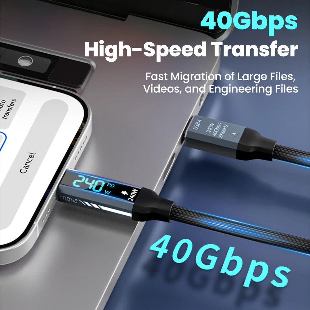 USB4 Type-C Cable 240W Fast Charging 40Gbps 8K 60Hz USB4 Charging Cable PRIMED