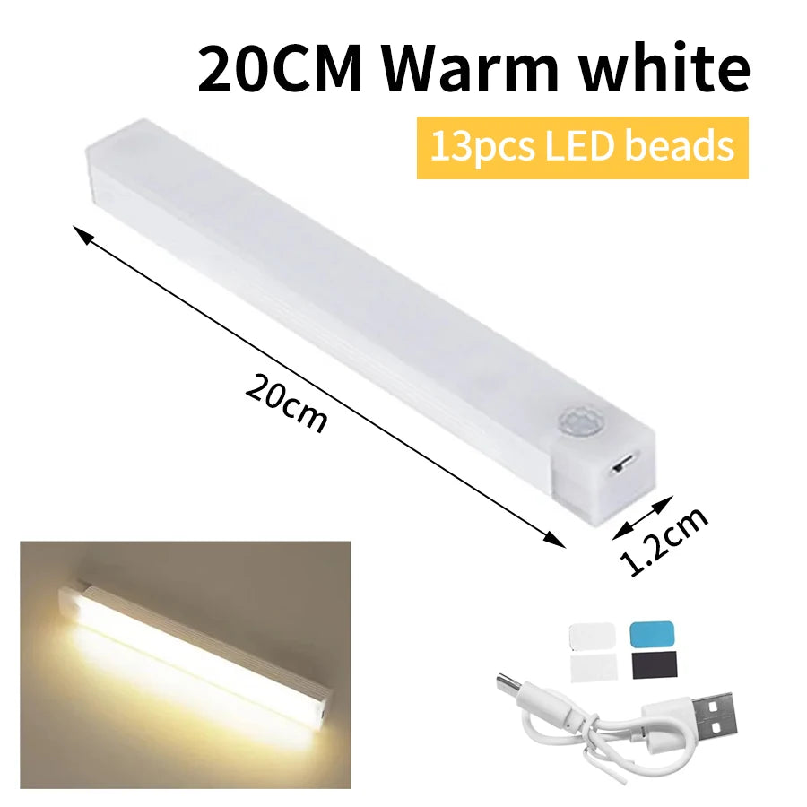 Wireless Motion Sensor LED Night Light – USB Rechargeable Motion Sensor Night Light PRIMED 20cm Warm White