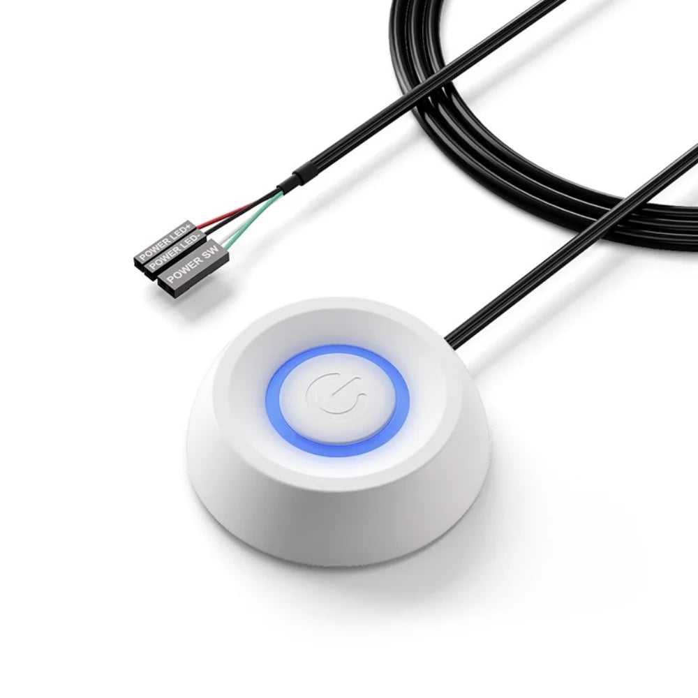 PC External Power Button Blue LED – Motherboard Switch Cable PC Power Switch PRIMED White-style B 1.8m