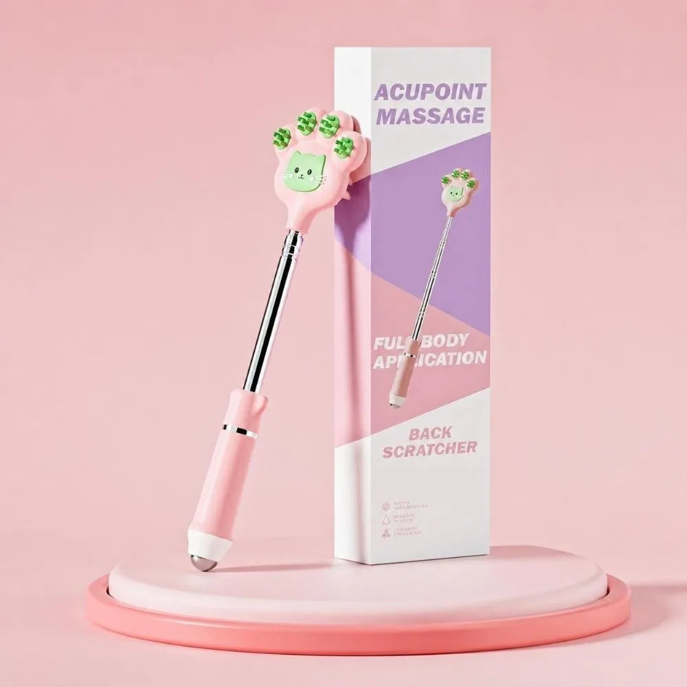 Telescopic Cat-Shaped Back Scratcher – Stainless Steel Back Scratcher PRIMED Pink No plug