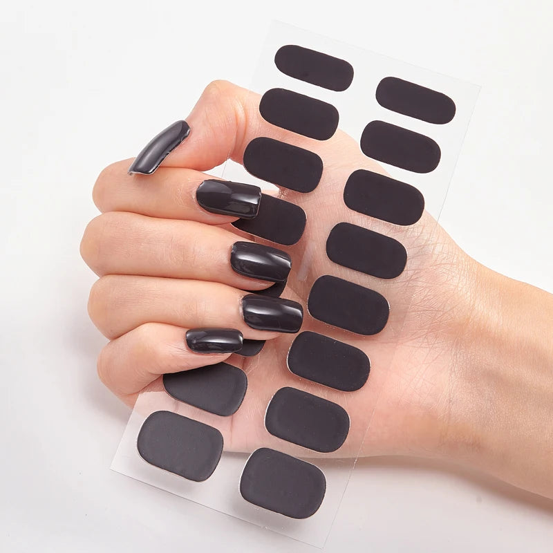 Semi-Cured Gel Nail Wraps Full Cover Stickers – 16pc Set