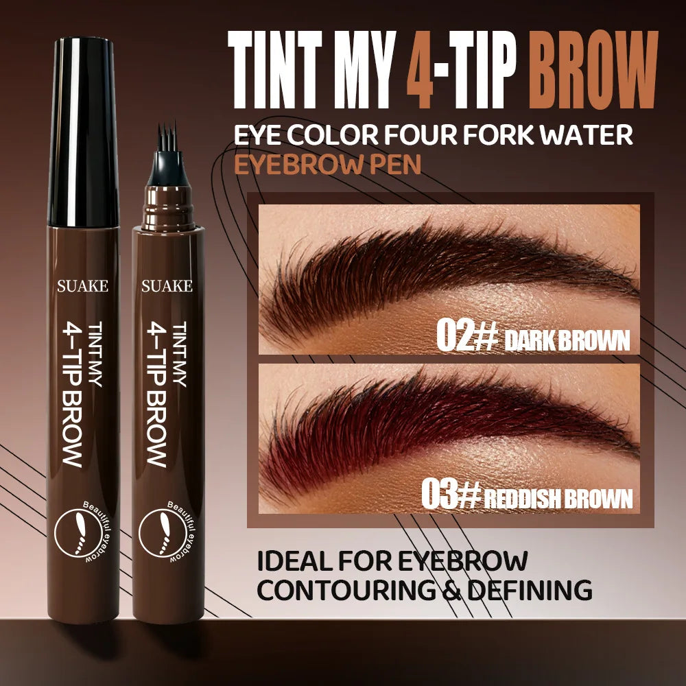 4-Prong Liquid Eyebrow Pen | Microblading Hair Stroke Brow Pencil Liquid Eyebrow Pen PRIMED