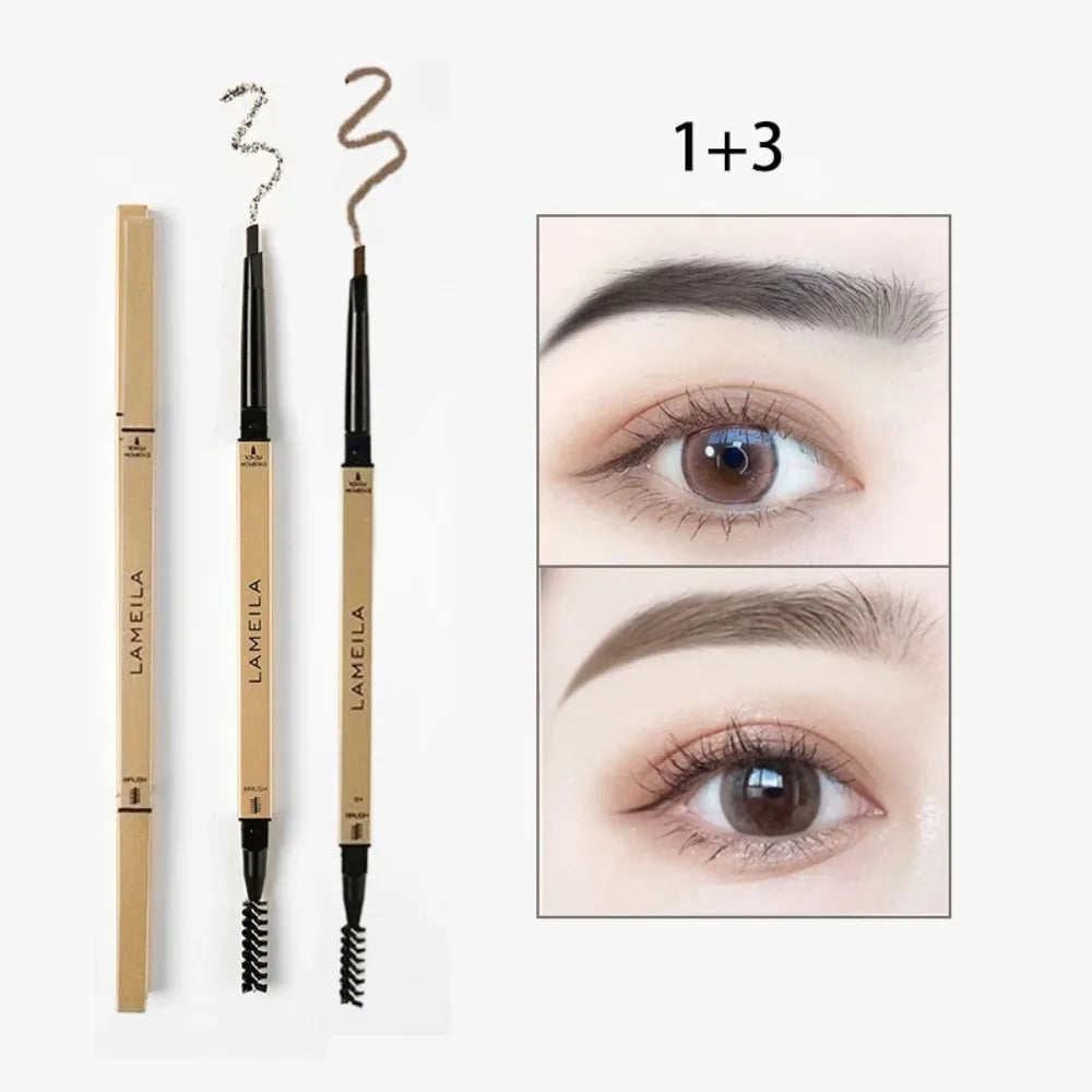 Ultra-Fine Double-Ended Waterproof Eyebrow Pencil – Light Brown Eyebrow Pencil PRIMED 01 Add 03-2Pcs