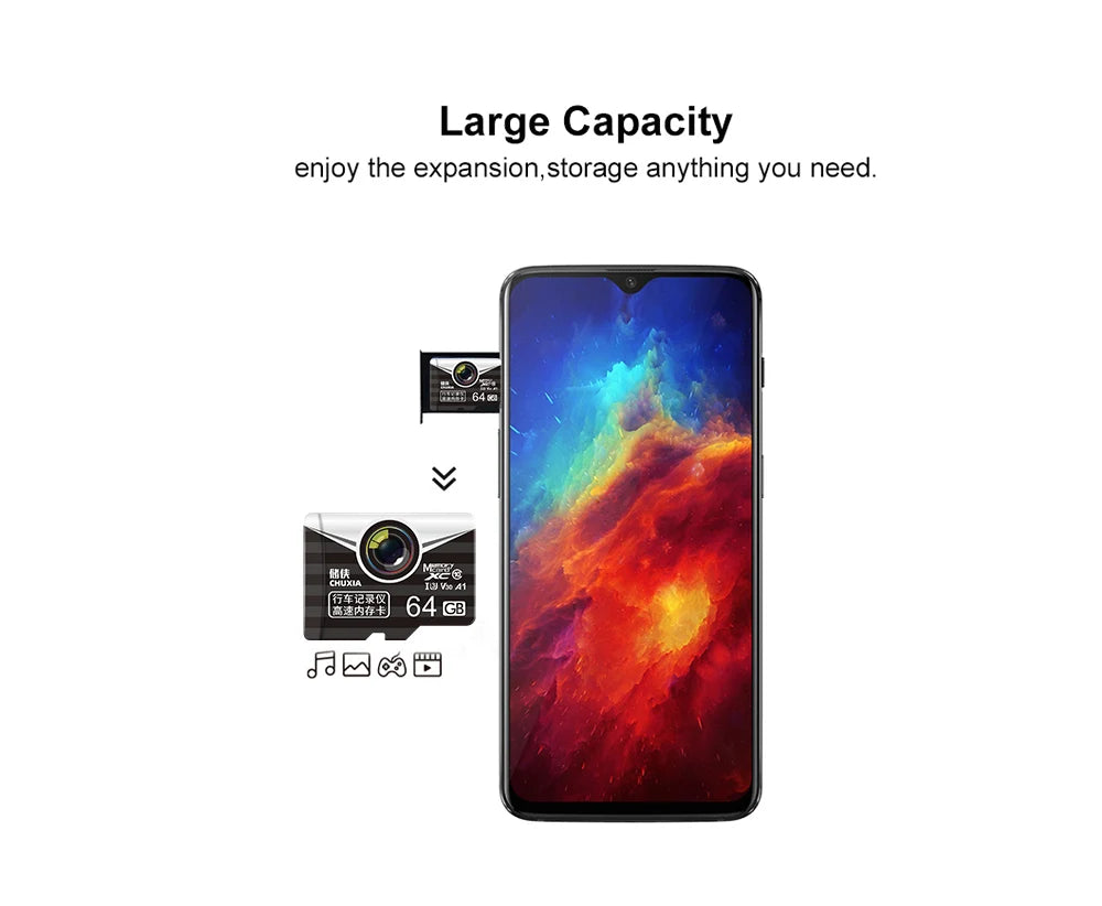 CHUXIA 512GB Micro SD Card Class 10 A1 V30 High-Speed TF Micro SD Card PRIMED