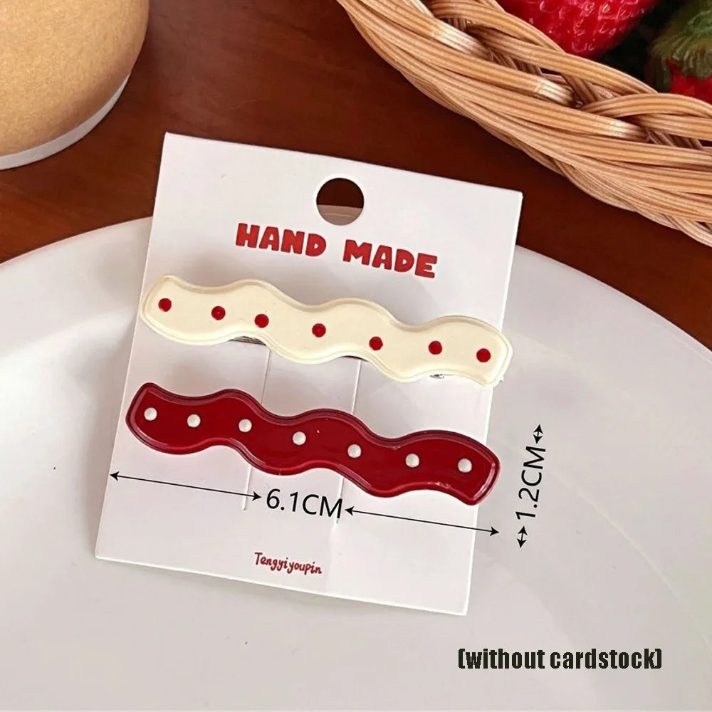 Retro Polka Dot Hair Clips – Seamless Bangs Barrettes 2-Pack