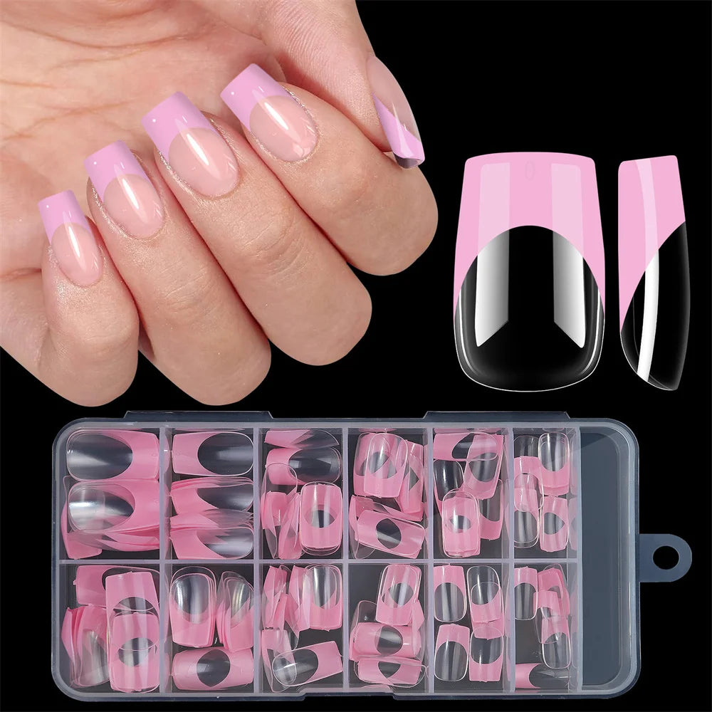 120pcs French Full Cover Nail Tips – Press On Gel & Acrylic Set