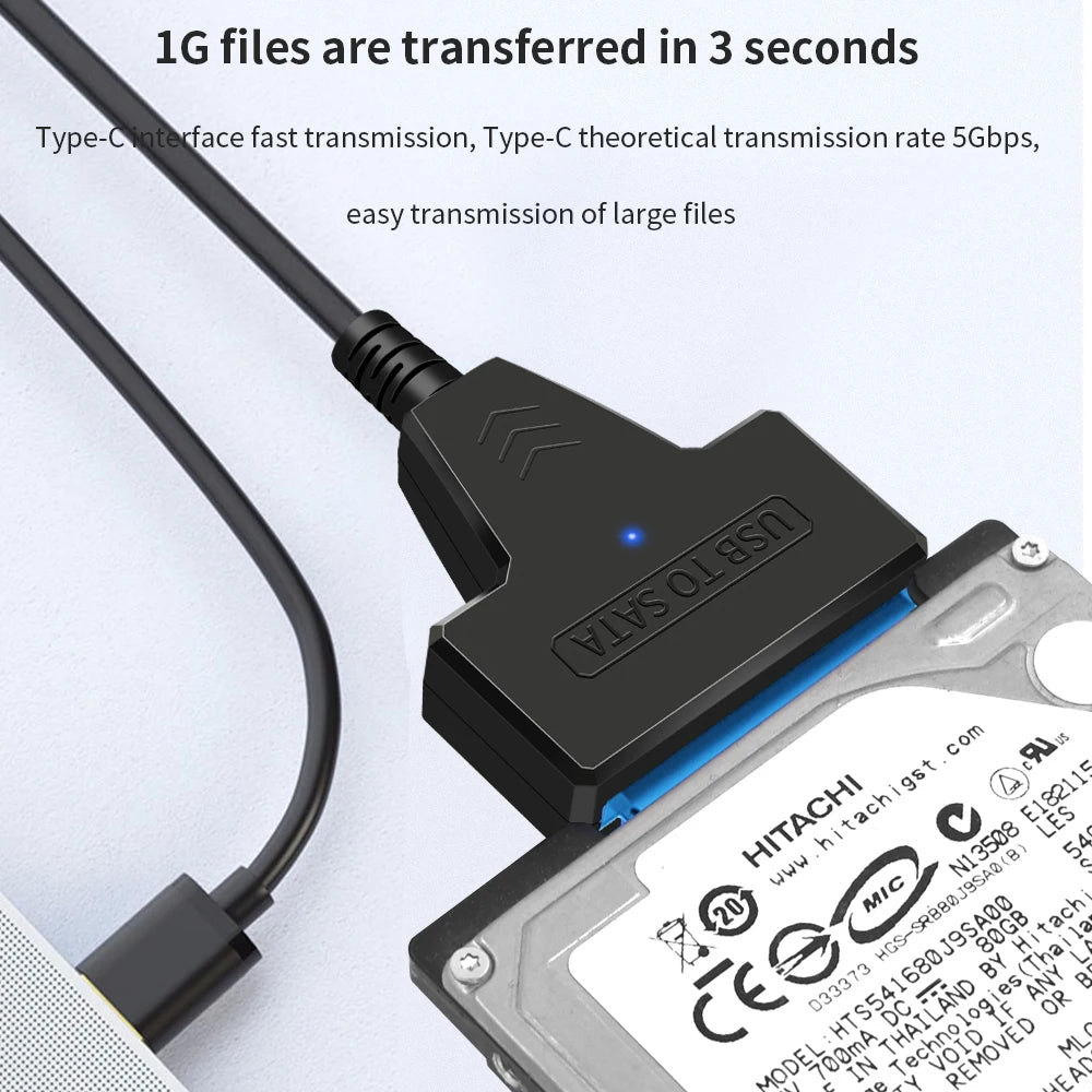 2-in-1 USB 3.0 & USB-C to SATA Cable for 2.5" HDD/SSD SATA Adapter Cable PRIMED