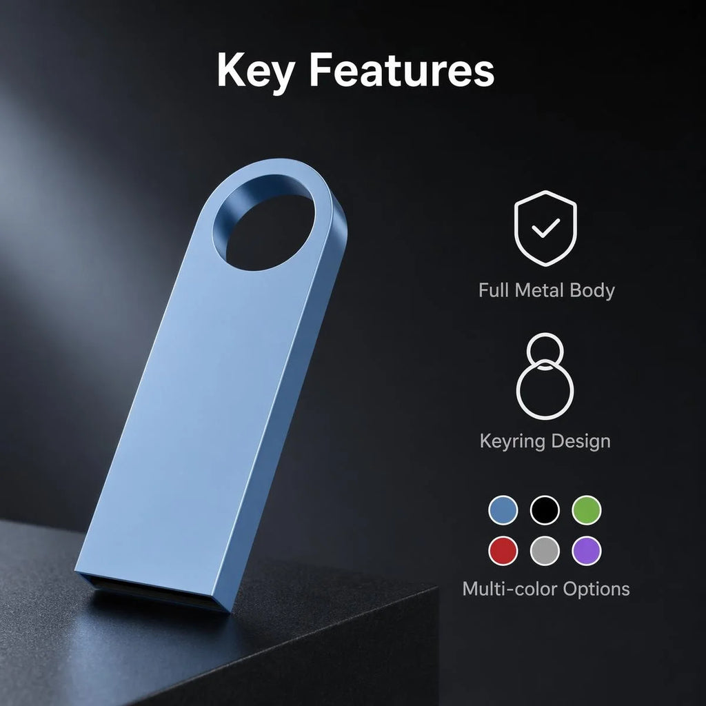 Custom Logo Metal USB Flash Drive 8GB–128GB | Key Ring USB Flash Drive PRIMED