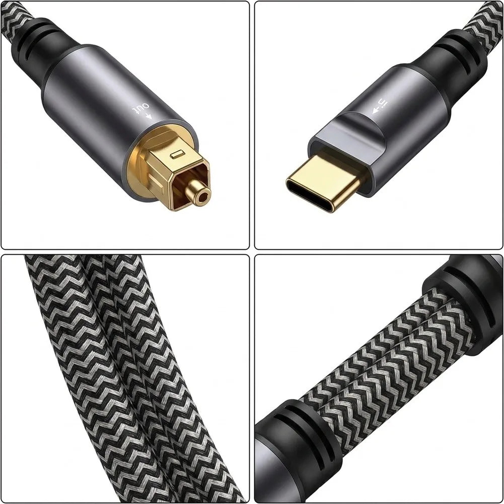 USB-C to Optical Audio Cable 96kHz/24bit TOSLINK Adapter