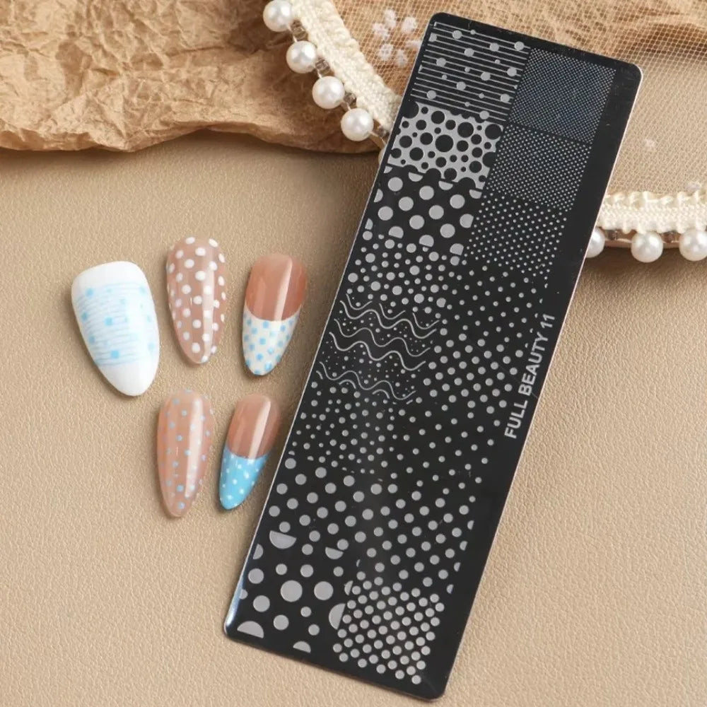 Nail Stamping Plate – Polka Dot, Star & Stripe Art Template