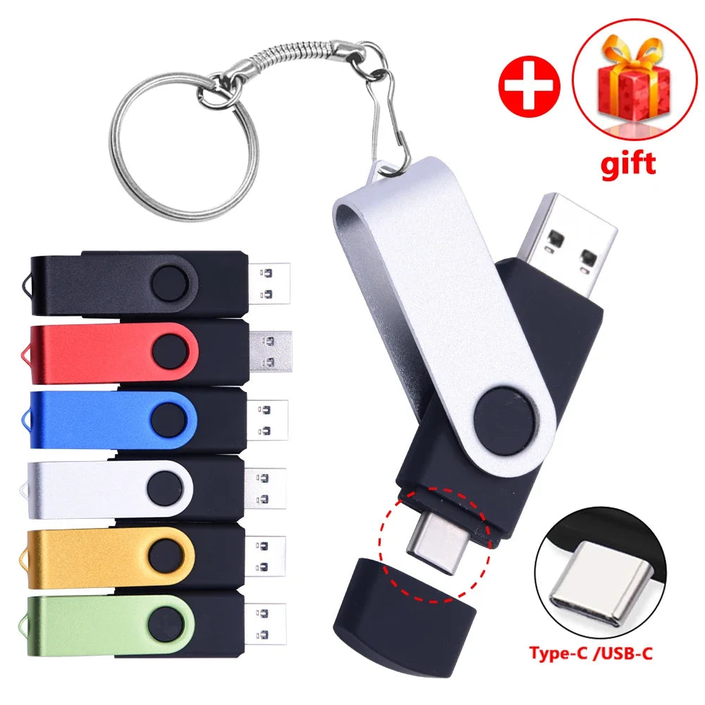2-in-1 USB C Flash Drive 64GB 128GB OTG Dual Type-C Pendrive USB Flash Drive PRIMED