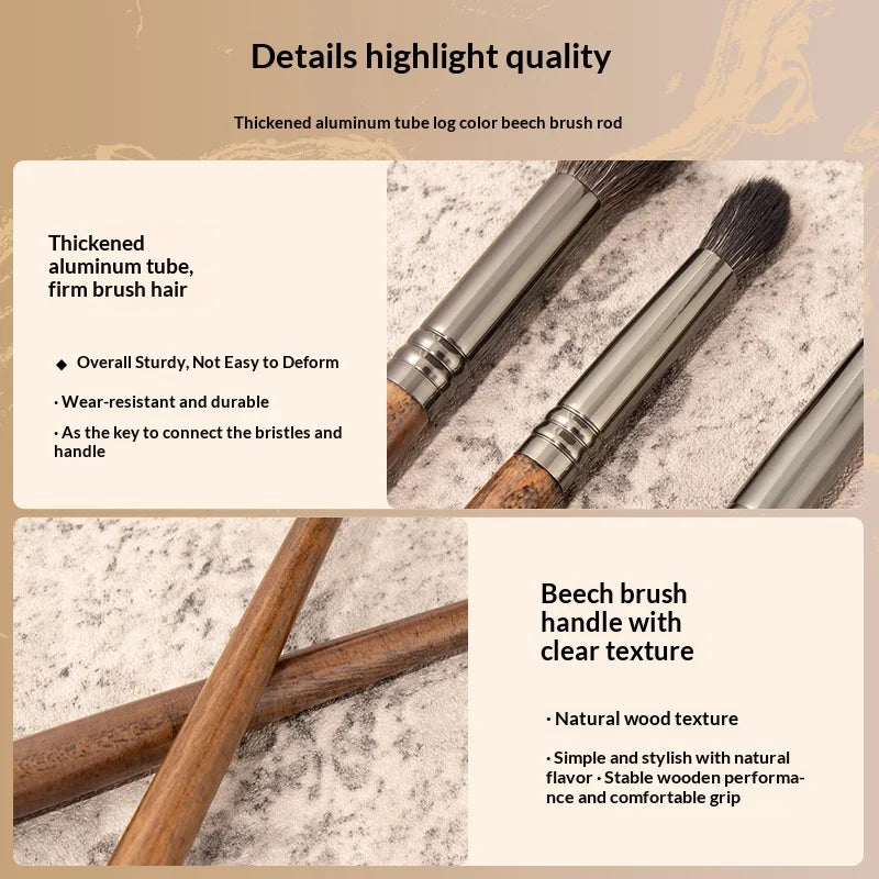10-Piece Eyeshadow Makeup Brush Set – Goat & Animal Hair