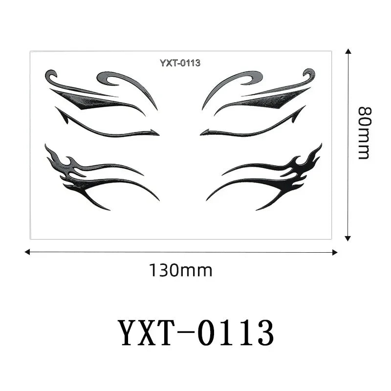 Gothic Metallic Eye Corner Temporary Tattoo Stickers | Cosplay Face Tattoo Stickers PRIMED YXT-113-1Pc