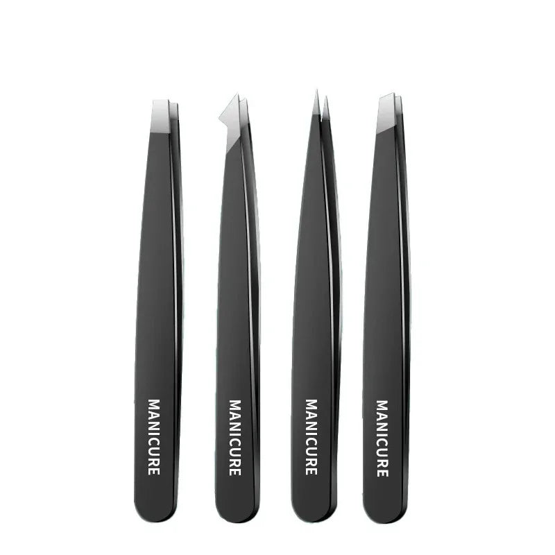 Stainless Steel Tweezer Set – Slant, Point, Flat & Hook Tips