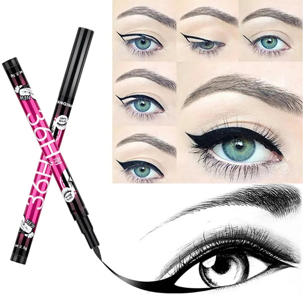 Smooth Black Liquid Eyeliner Pen – Ultra-Fine Tip 36H Waterproof Liquid Eyeliner Pen PRIMED 2Pc Black