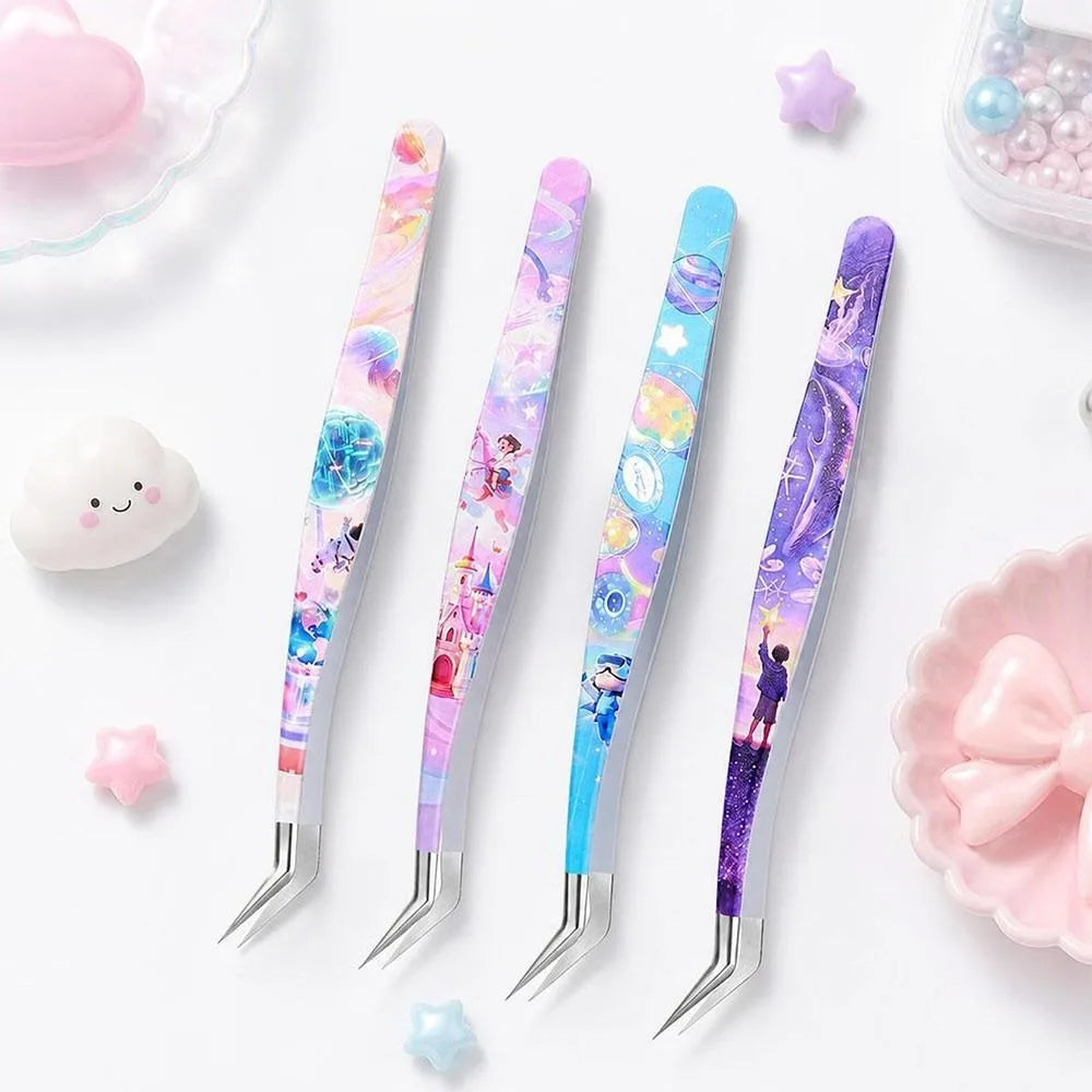 Curved Stainless Steel Eyelash Tweezers – Anti-Static Precision Eyelash Tweezers PRIMED