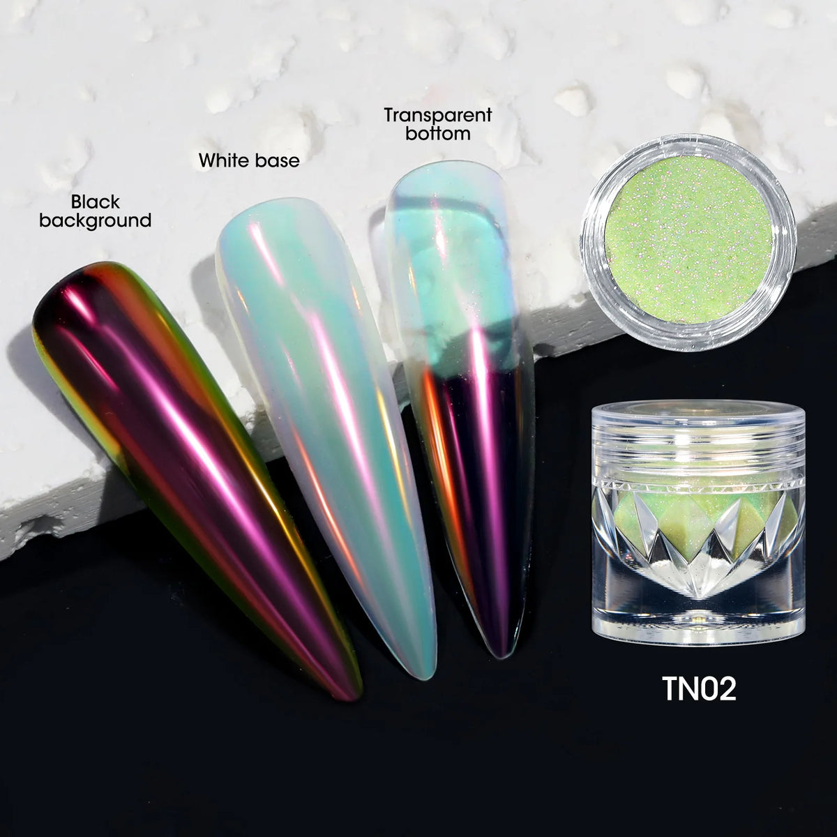10-Color Aurora Chrome Nail Powder – Iridescent Chameleon Pigment
