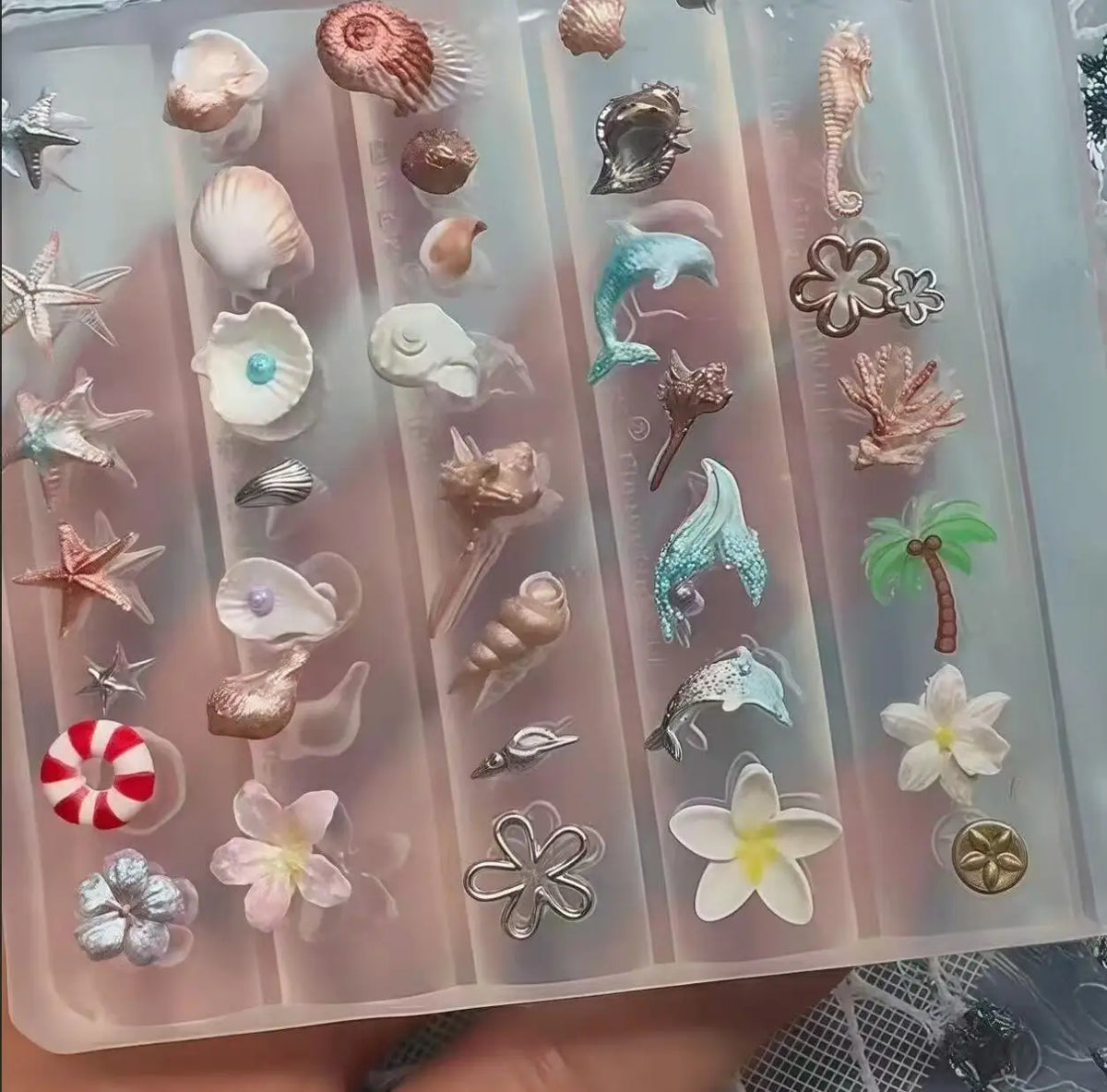 Ocean 3D Nail Silicone Stamping Mold – Shell, Sea Star & Dolphin