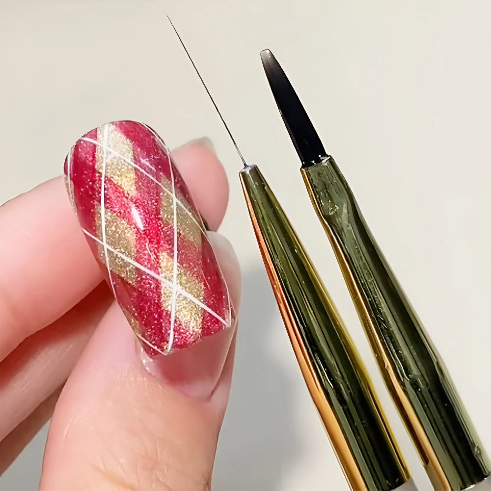 Nail Art Brush Set – Liner, Flat Gel & Plaid Manicure Tools Nail Art Brush Set PRIMED