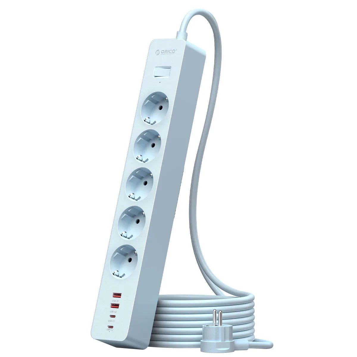 ORICO EU Power Strip 5 Outlets PD 20W USB-C Fast Charger 3M Cord Power Strip Charger PRIMED 3M 5A2U2C Blue China Mainland EU Plug