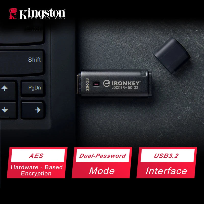 Kingston IronKey Locker+ 50 G2 AES 256-bit Encrypted USB Drive Encrypted USB Drive PRIMED 128 GB