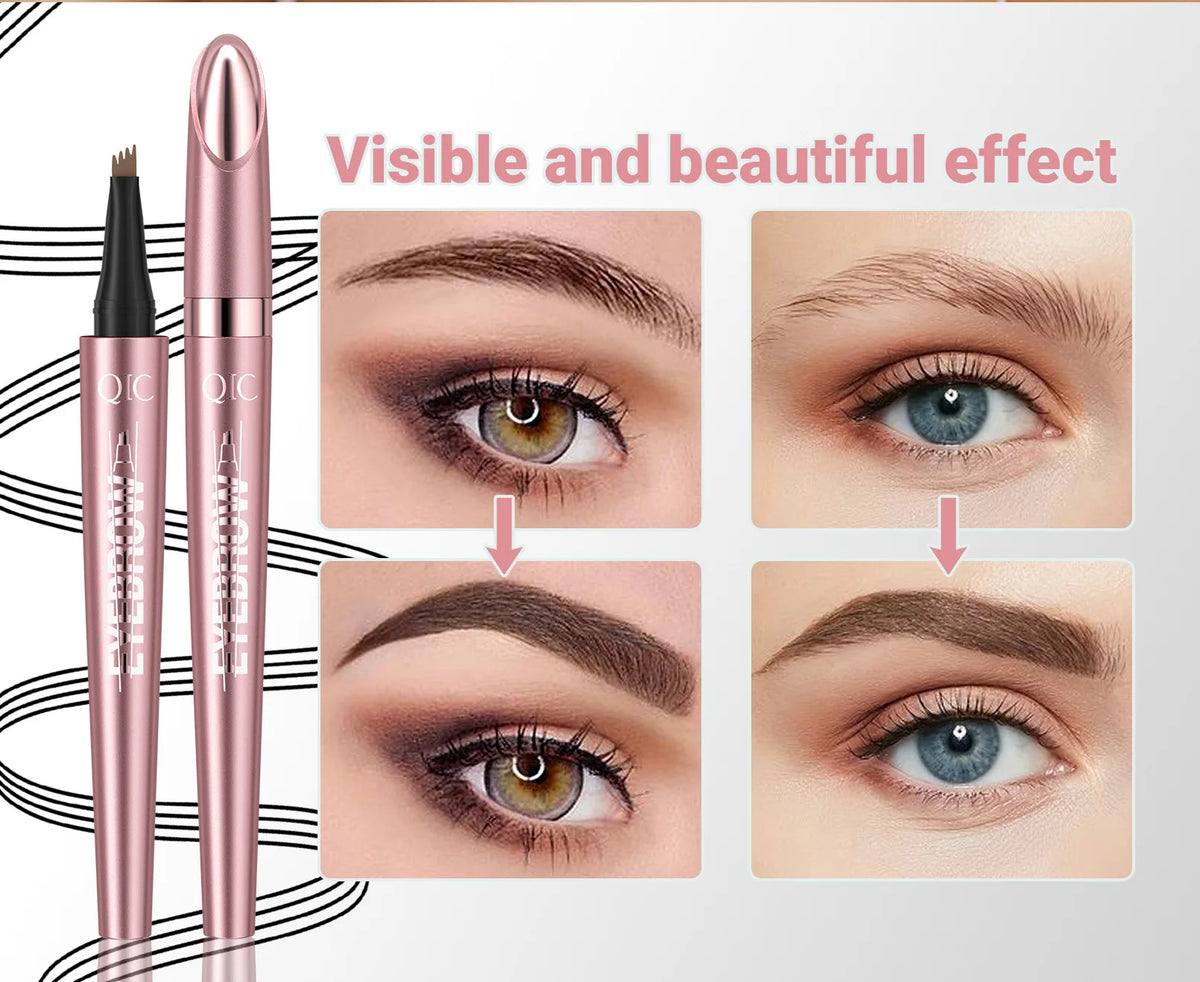QIC 4-Point Liquid Eyebrow Pen – Waterproof & Long-Lasting Liquid Eyebrow Pen PRIMED