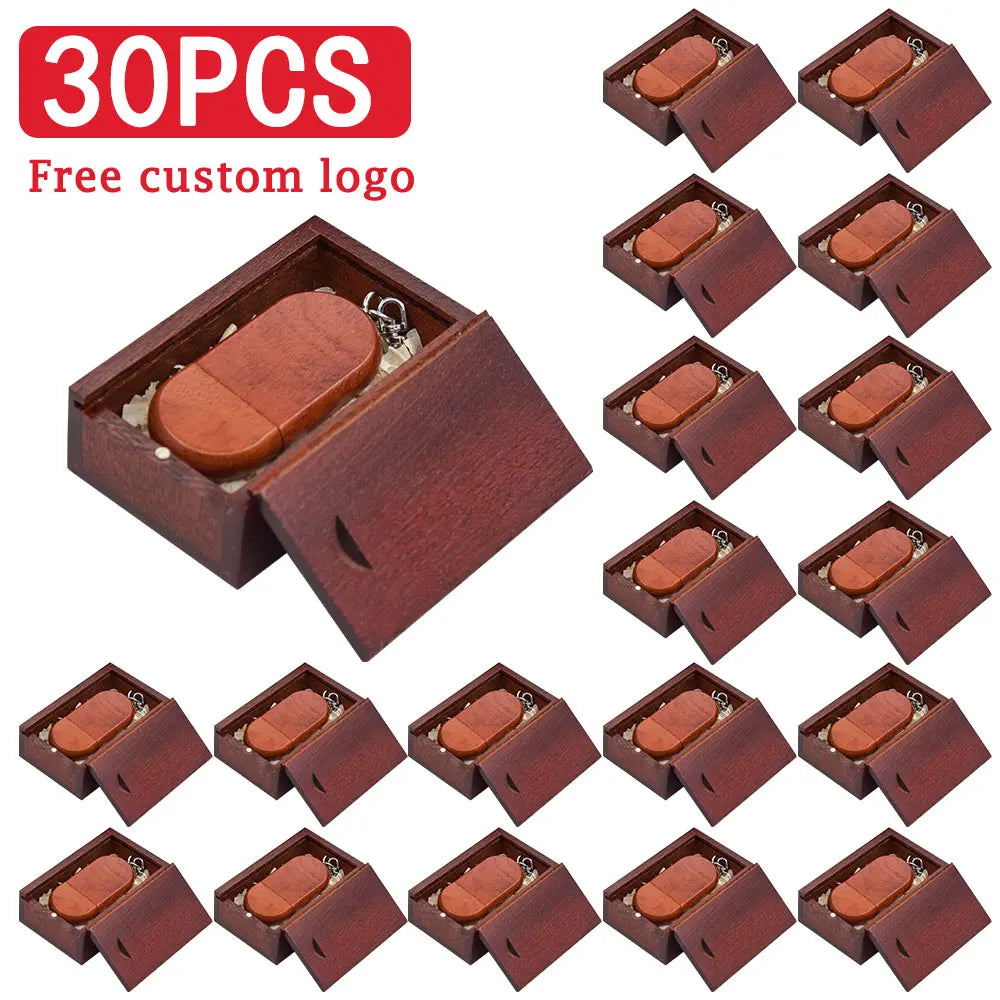 30-Pack Wooden USB Flash Drives Custom Logo 16–128GB Key Chain USB Flash Drive PRIMED 128 GB Rose-BOX