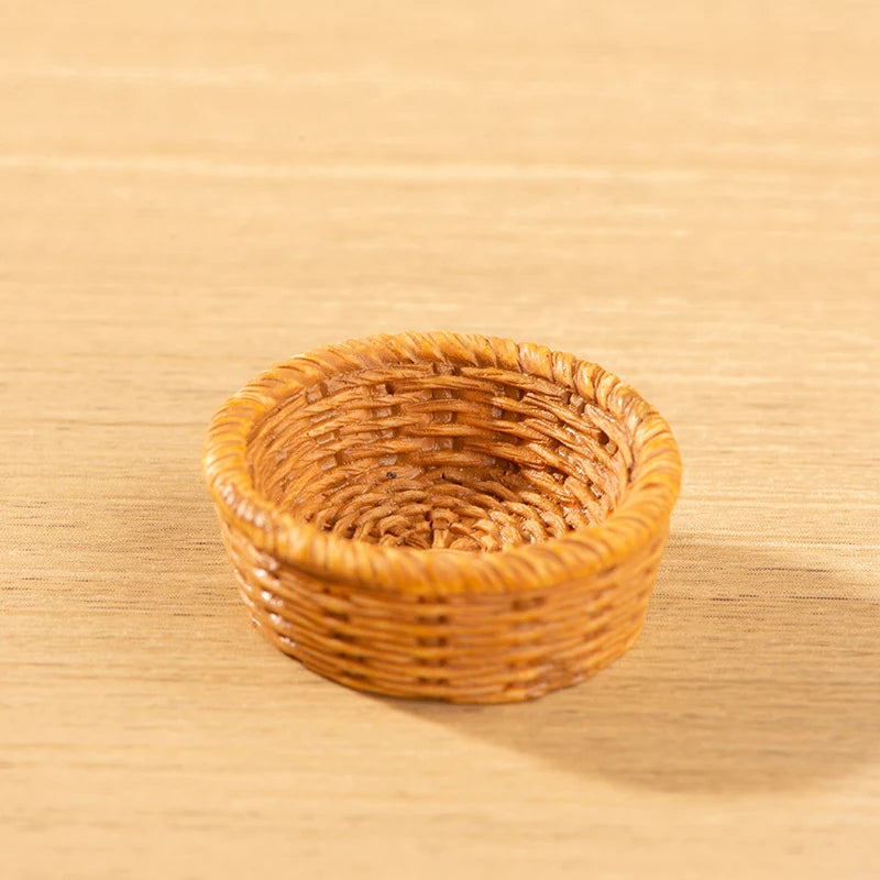 Miniature Bamboo Rattan Hand-Woven Basket & Chair Dollhouse Decor Dollhouse Miniature Decor PRIMED A6