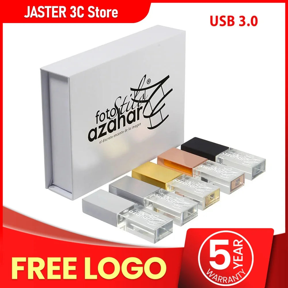 JASTER Crystal USB 3.0 Flash Drive 4GB–128GB | Custom Logo Crystal USB Flash Drive PRIMED