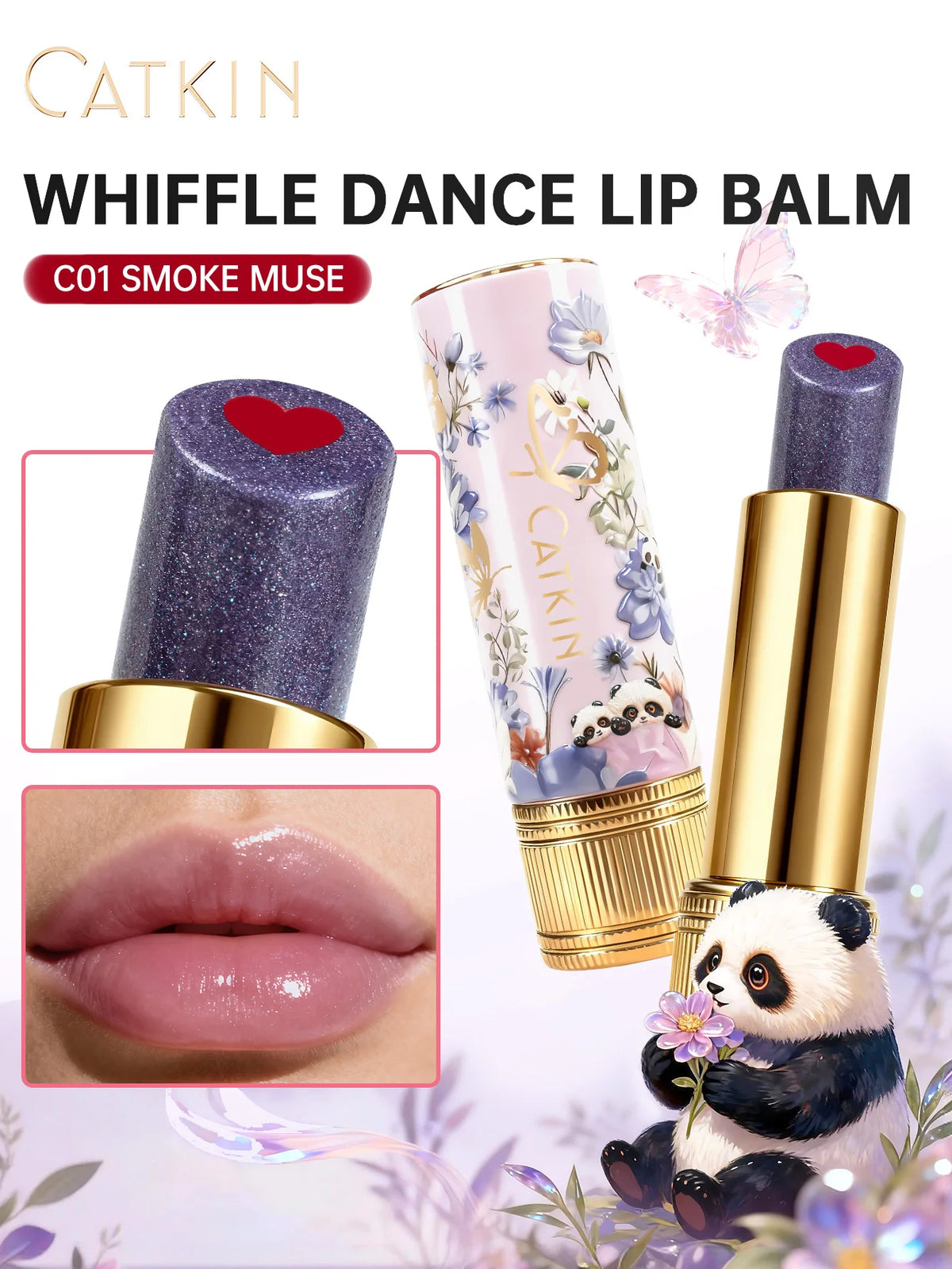 CATKIN Whiffle Dance Tinted Lip Balm – Dual-Core Moisturizing Gloss Tinted Lip Balm PRIMED