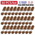30-Pack Wooden USB 3.0 Flash Drives 16GB 32GB Custom Logo Gift USB Flash Drive PRIMED 64 GB Walnut