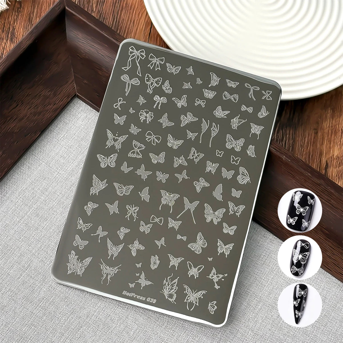 Vintage Lace Nail Stamping Plate – Flowers, Bow & Lace Art