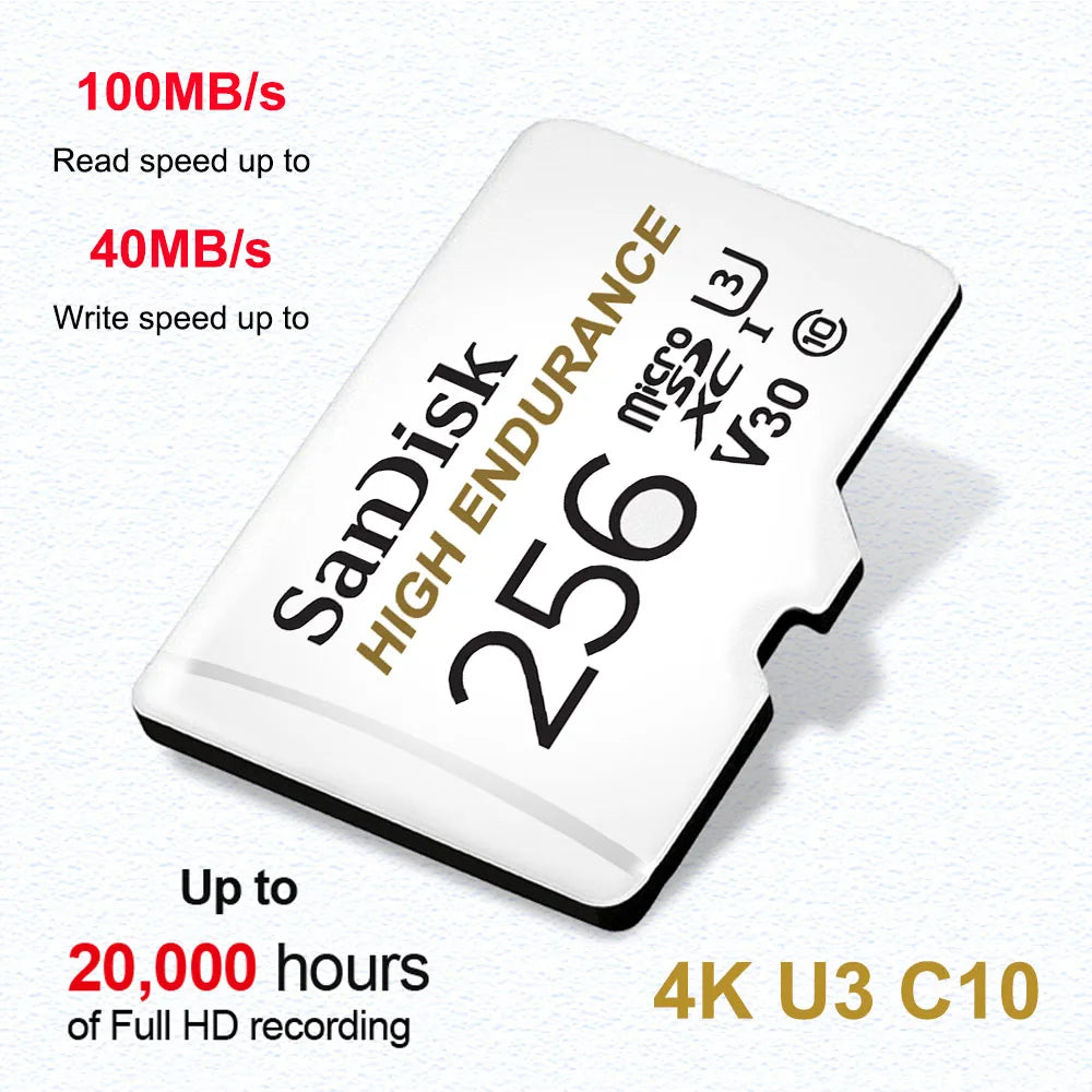 SanDisk High Endurance microSD 32GB–256GB U3 V30 4K Flash Memory Card PRIMED HIGH ENDURANCE 256GB