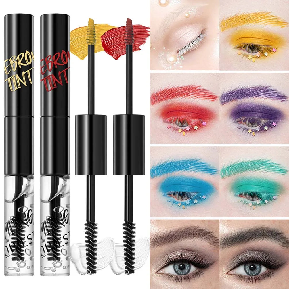 QiBest 2-in-1 Eyebrow Tint Cream & Color Mascara Gel Eyebrow Tint Gel PRIMED