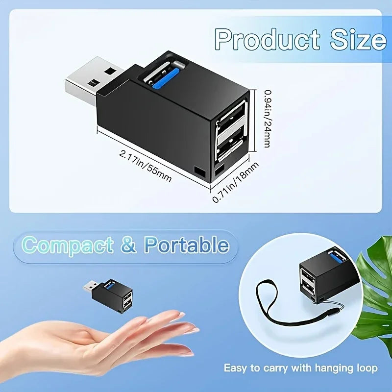 3-Port USB 2.0/3.0 Hub Splitter Adapter for PC & Laptop USB Hub Adapter PRIMED