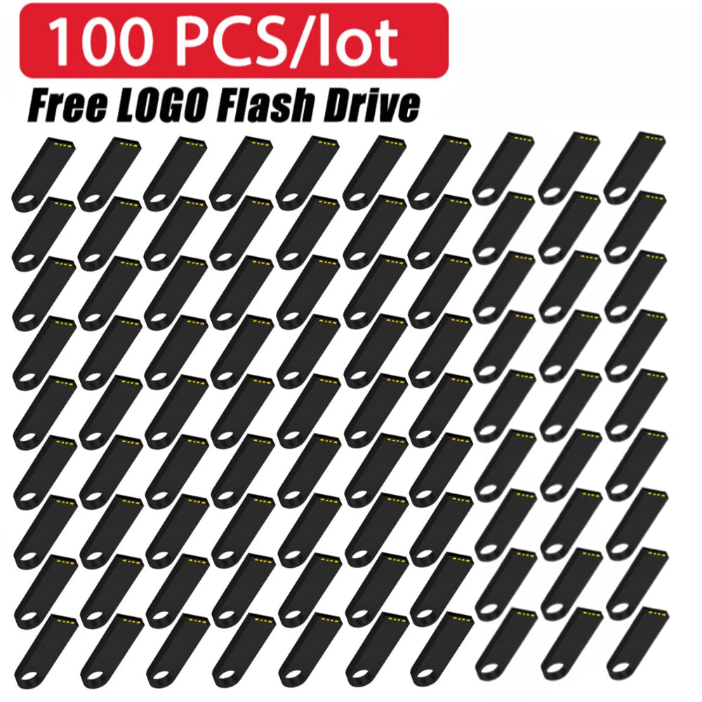 100-Pack Metal USB 2.0 Flash Drives | Free Custom Logo | Bulk USB Flash Drive PRIMED