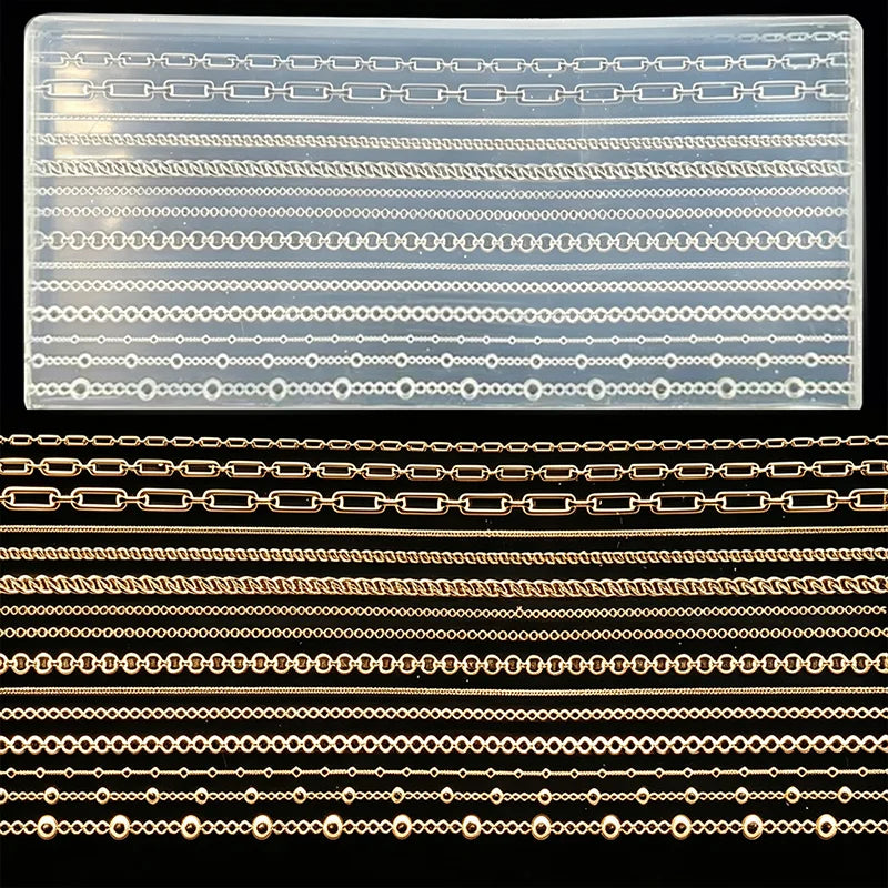 Silicone Chain Nail Art Mold – UV Pearl Bead DIY Manicure