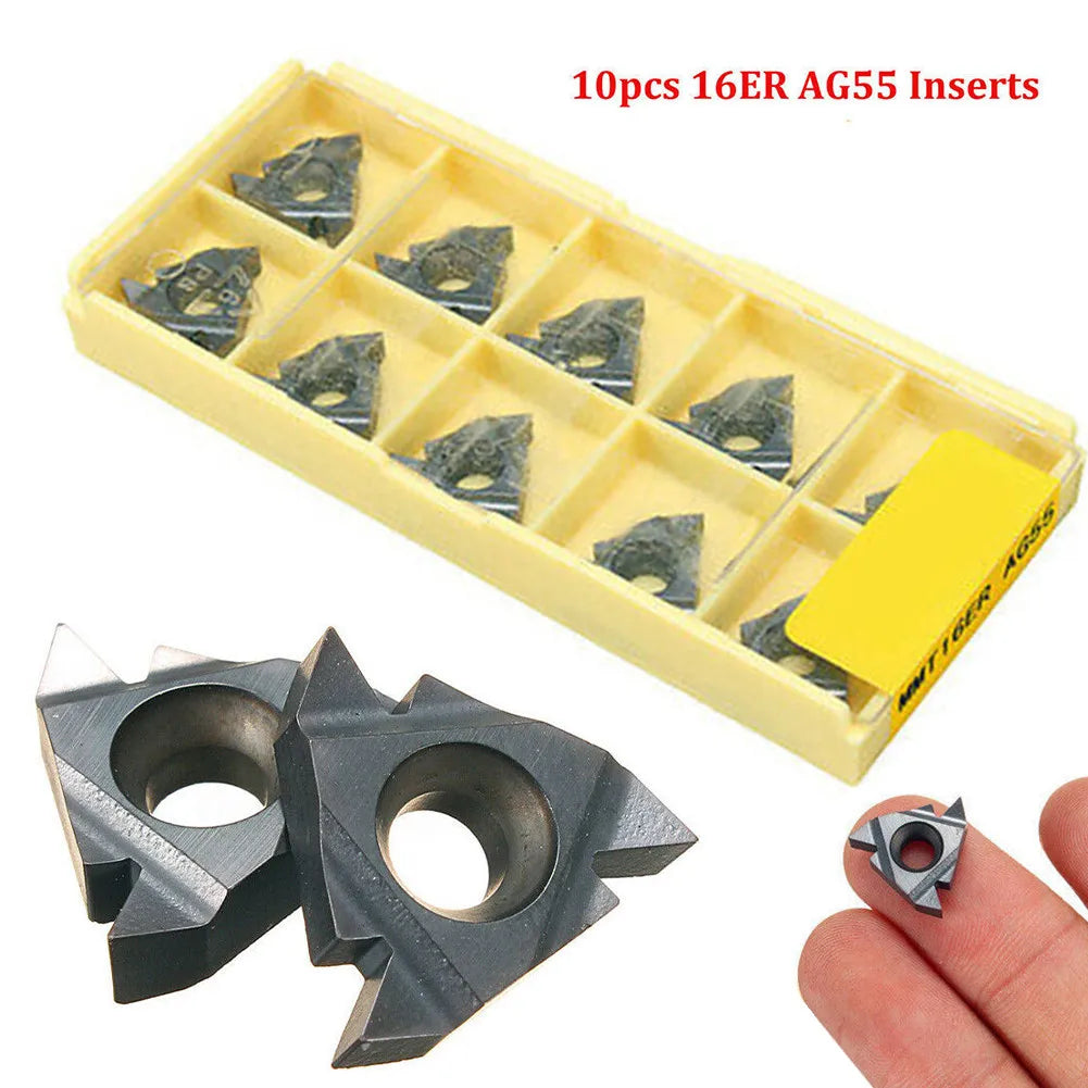 10Pcs 16ER AG55 CNC Carbide Lathe Threading Inserts – 6mm