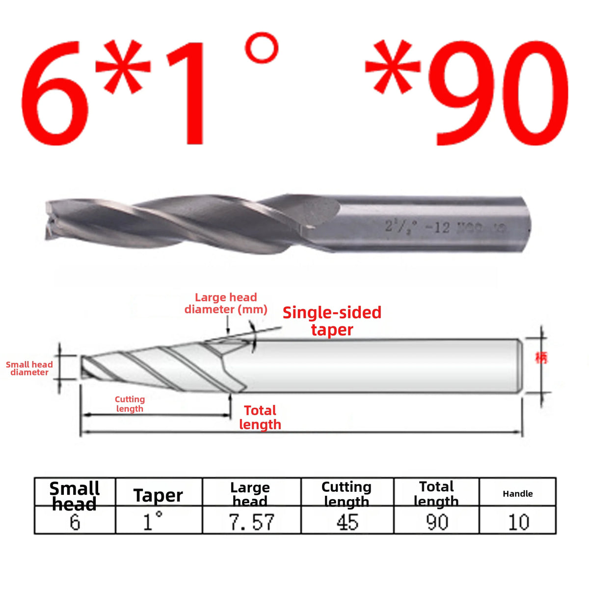 Spiral Tapered Ball Nose End Mill – HSS CNC Deep Groove Carving