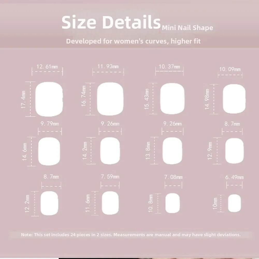 Almond & Square Press-On Nails 24pcs | DIY French Manicure