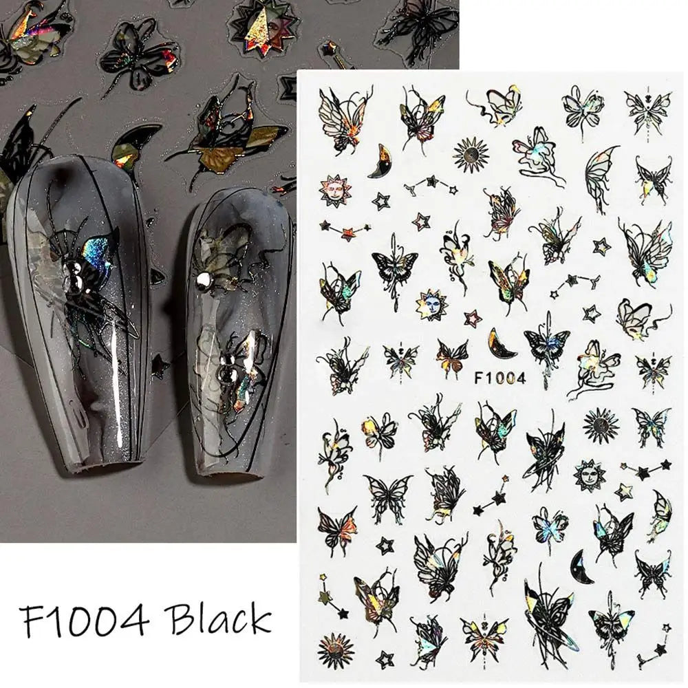 Y2K Laser Nail Stickers – Glitter Butterfly Nail Art Decals