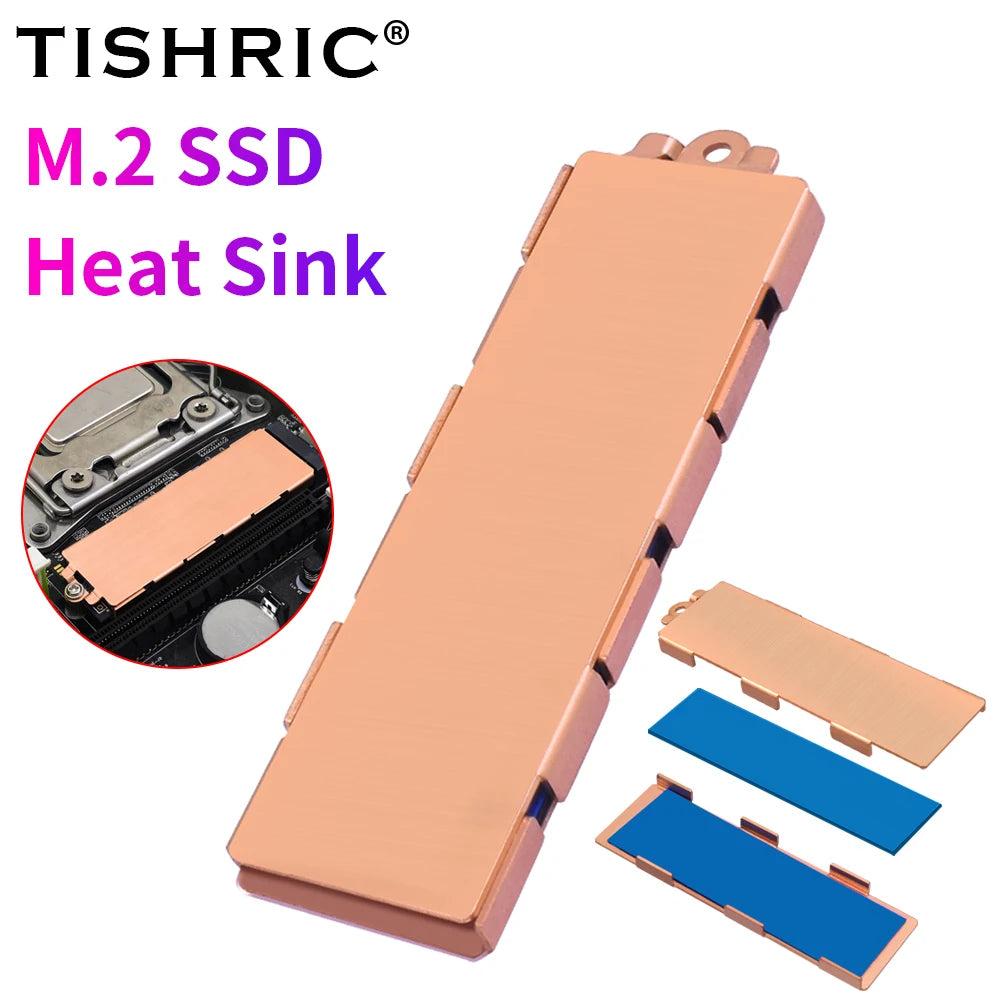TISHRIC Pure Copper M.2 SSD Heatsink with Thermal Pad NVMe SSD Heatsink PRIMED