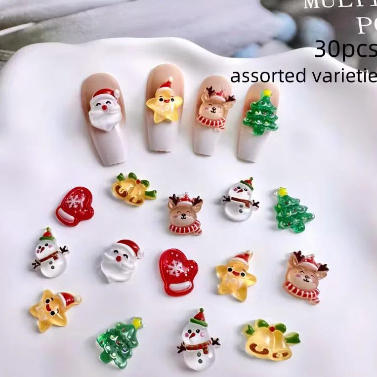 Christmas Nail Art Charms 30/50pcs – Xmas Manicure Decor Nail Art Charms PRIMED 30pcs