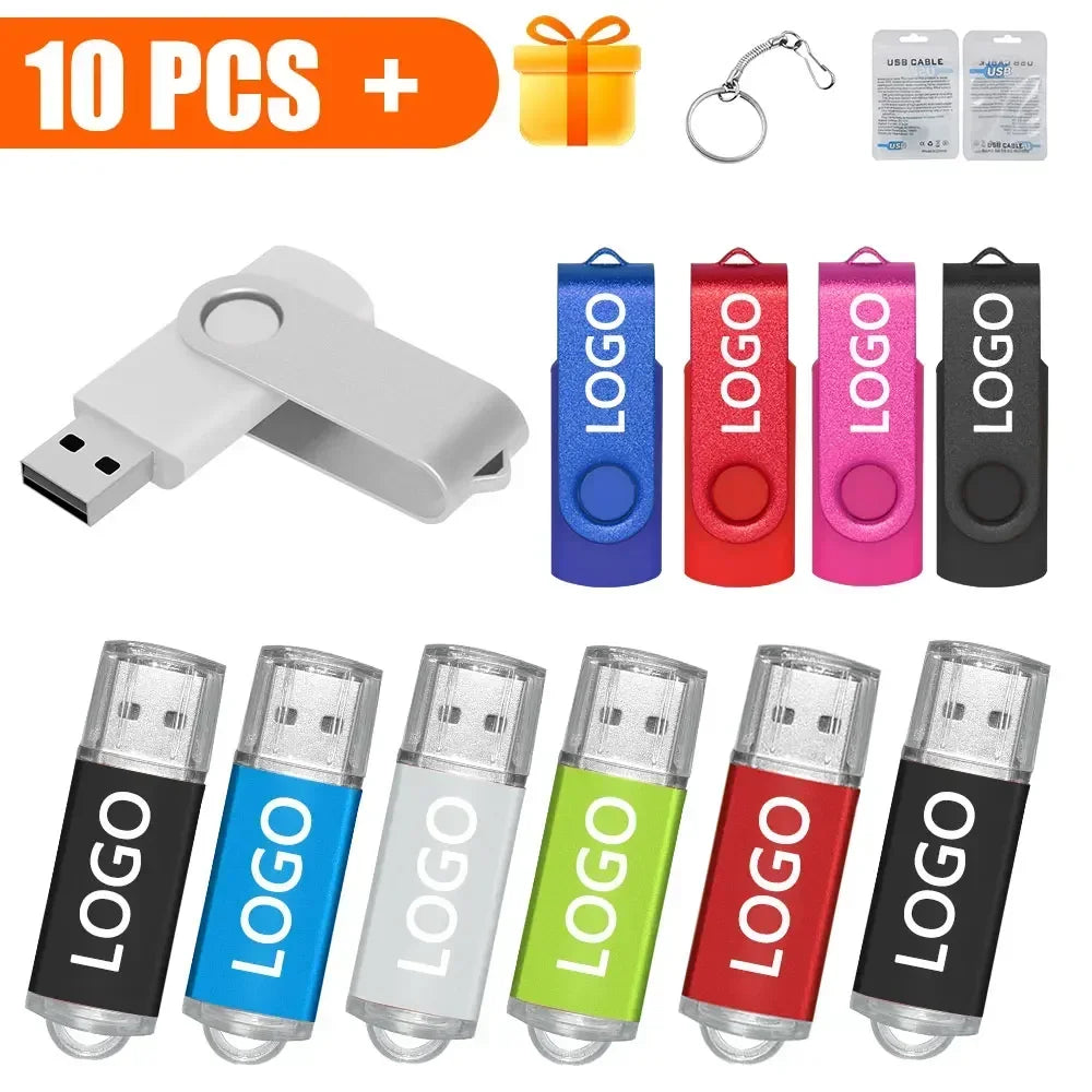10-Pack Colorful USB Flash Drives 1GB–64GB | Custom Logo USB Flash Drive PRIMED