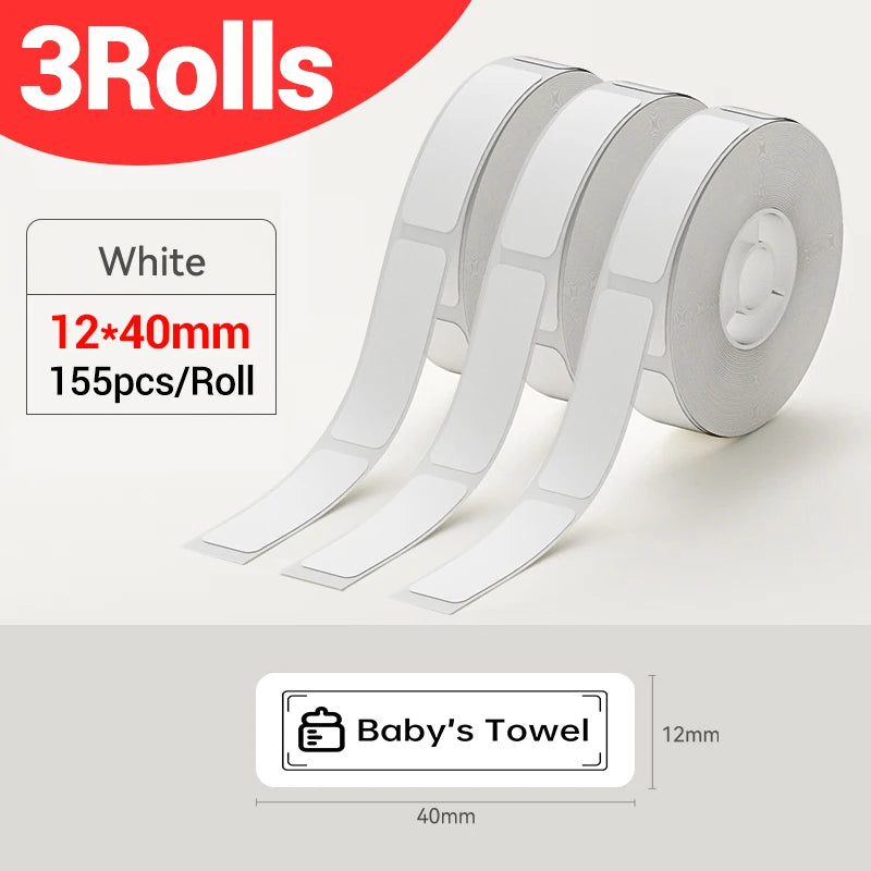 Niimbot Waterproof Label Rolls for D11 D110 D101 H1S Printer Thermal Label Rolls PRIMED 3Rolls 12x40mm