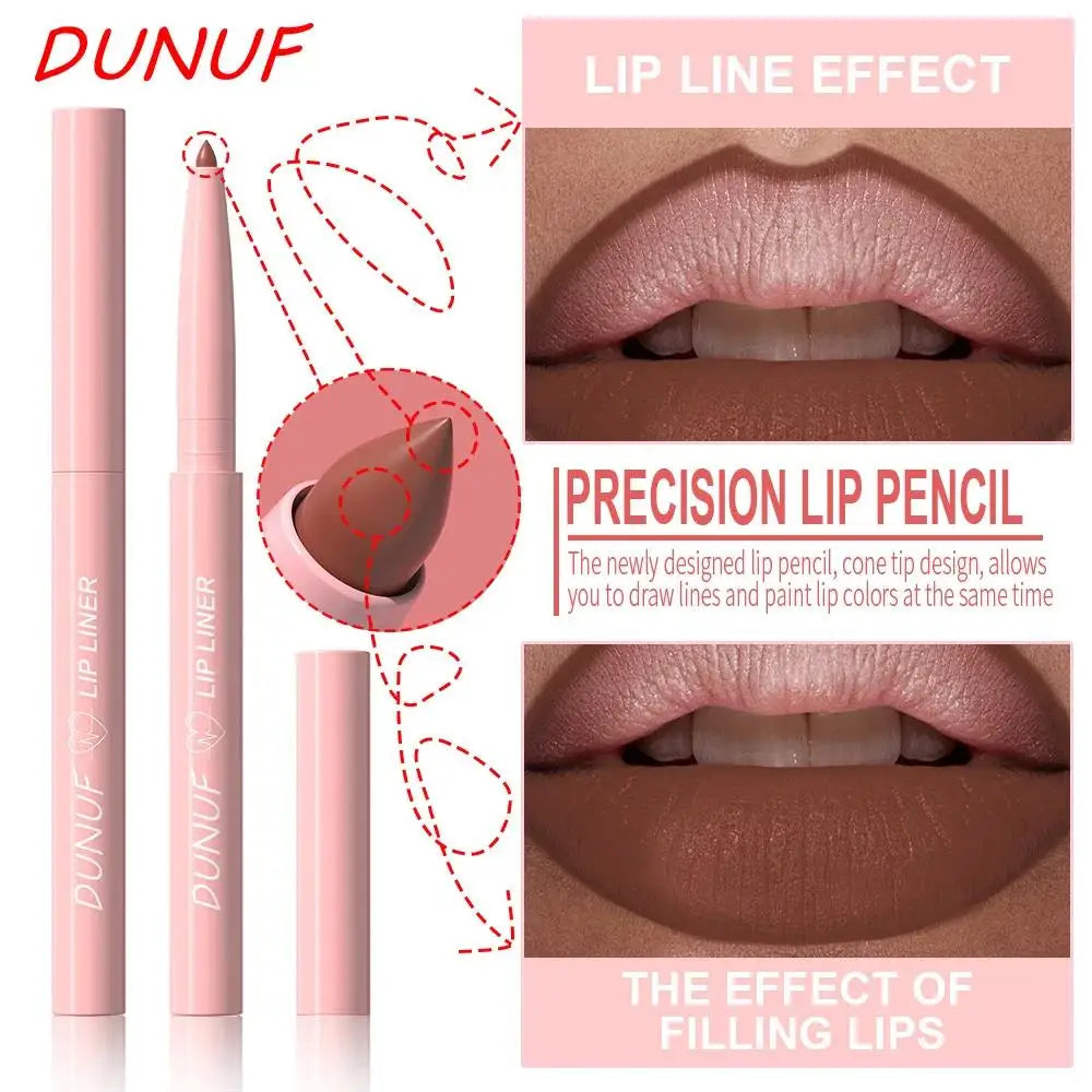 DUNUF 12-Color Matte Lip Liner Set – Waterproof & Long-Lasting Matte Lip Liner Set PRIMED