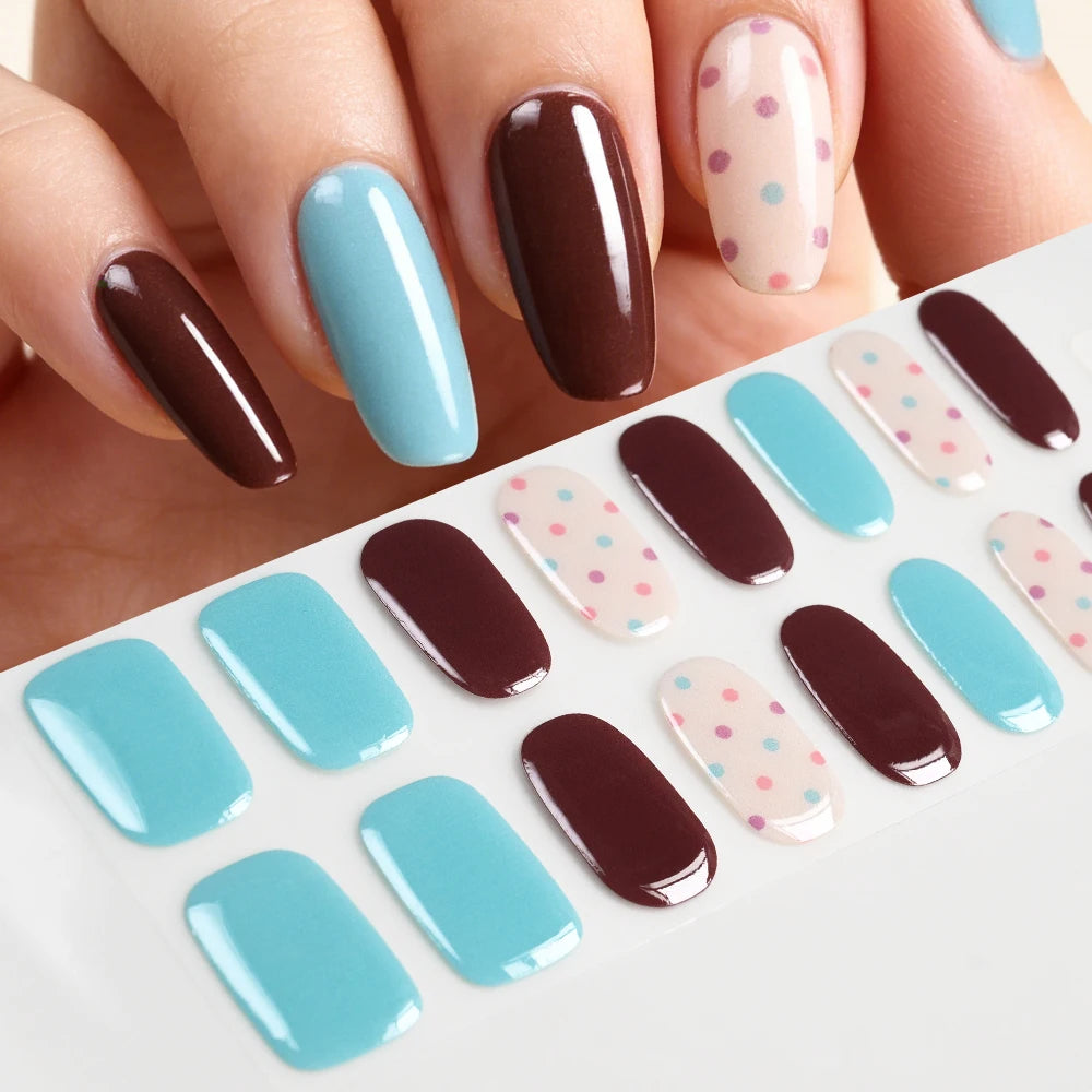 Pink Cherry Flower UV Gel Nail Stickers – Semi-Cured Strips