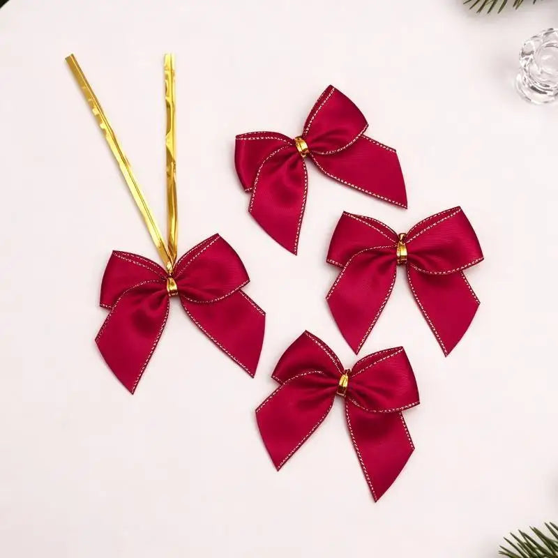 Mini Red & Gold Bow Ornaments – Christmas Tree & Gift Wrap